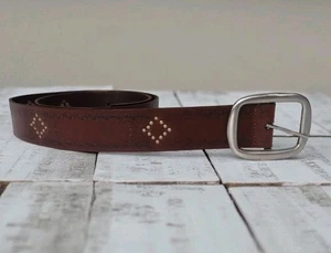 Cinturón de Cuero American Eagle Tooled Talla L Marrón Tachonado Boho Hippie Western  - Imagen 1 de 6
