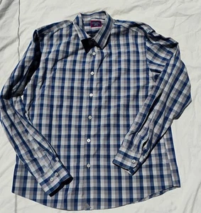 Camisa UNTUCKit Para Hombre Talla L Azul A Cuadros Manga Larga Con Botones 100 0/0 Algodón - Imagen 1 de 6