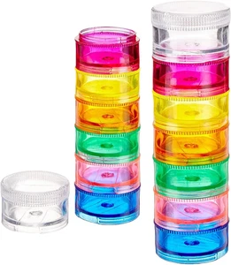2 Pack Stackable Pill Organizer 7 Day Medicine Planner Case Tower Box Rainbow - Picture 1 of 12