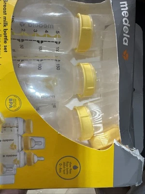 Conjunto de garrafa de leite materno Medela 5 oz (pacote com 3) mamilos de fluxo lento – REF 87131 – NOVO - Imagem 1 de 2