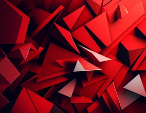 Canvas Art Geometric Red Abstract Wall Picture Poster Print - Picture 1 of 22