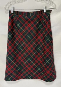 VTG 60's Midi  SKIRT Tartan Plaid WOOL Blend Small Schoolgirl Preppy Collegiate - Picture 1 of 5