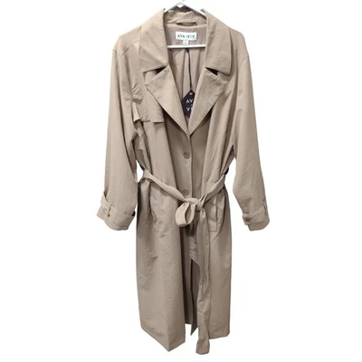 AVA & VIV Women's 3X Tan Trench Coat Belted Long Sleeve Button Front NWT - Image 1 of 4