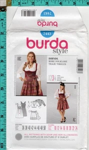 Misses' Dirndl Burda style Sewing Craft Pattern 7443 10-24 NEW UNCUT FREE SHIP!N - Picture 1 of 3