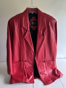 Blazer donna pelle rosso Reed vintage taglia M - Foto 1 di 9