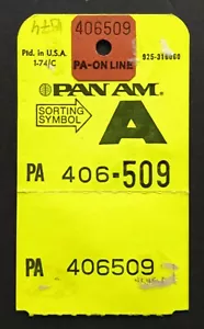 PAN AM TO LONDON AND AMSTERDAM 1-74/C STRAP CHECK BAGGAGE TAG LABEL - Picture 1 of 2