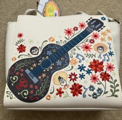 Loungefly Disney Pixar Coco Floral Guitar Crossbody NEW - Image 1 of 2
