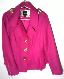 XOXO Jacke Mantel rosa gold geknöpft gefüttert M gekerbter Kragen Epaulette Reißverschlussdetail - Bild 1 von 9
