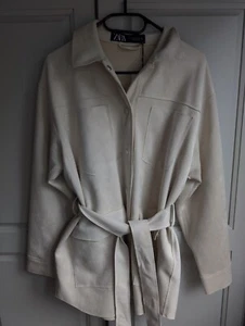 New Zara Suede Oversized Belted Top Size Small - Picture 1 of 6