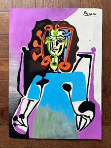 Pablo Picasso (Hecho a Mano) Técnica Mixta sobre Papel Pintura firmada y estampada - Imagen 1 de 3