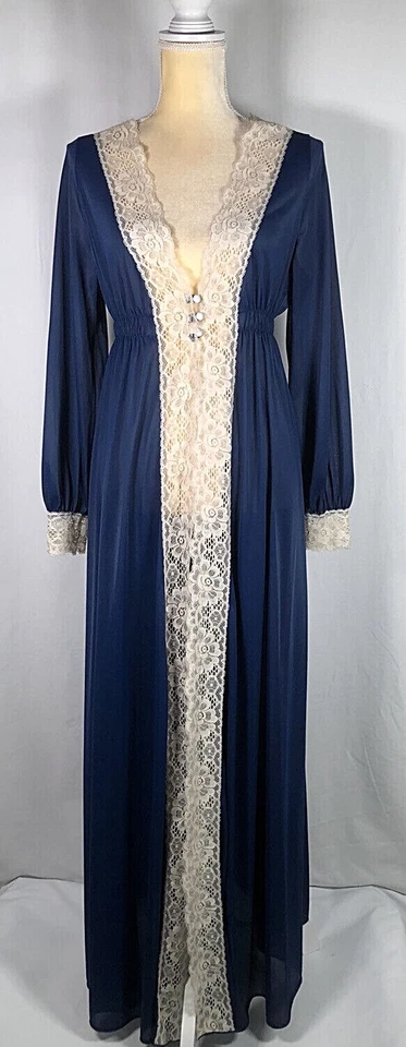 Gossard Artemis Women Nightgown Robe Kaftan Lingerie Medium Old Hollywood Blue - Image 1 of 4