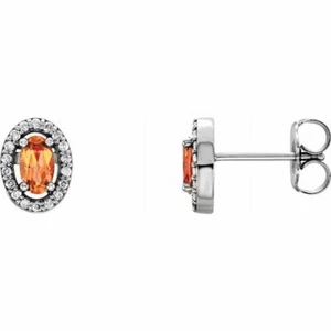 Citrine & 1/10 CTW Diamond Earrings In 14K White Gold - Picture 1 of 2