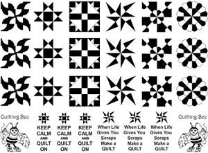 Quilt Blocks 24 pcs 1 to 1.25 Black Fused Glass Decals - Picture 1 of 1
