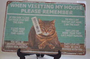 Metal Sign House rules for Visitors from the Cat - Picture 1 of 3
