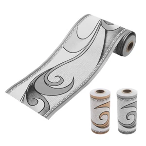 Wall Self-Adhesive Sticker Skirting Wallpaper Border Waist Line Decor Gold/Grey - Picture 1 of 14