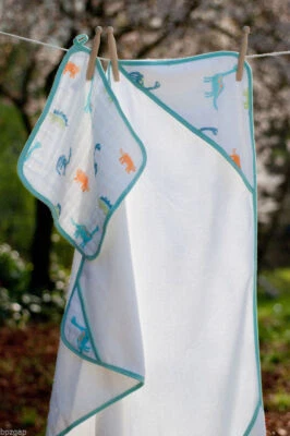 Angel Dear algodón muselina toalla con capucha y paño dinosaurio #2600 Foto 1 de 2