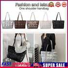 Cotton Padded Shoulder Bag Rhombus Pattern Shopper Bag Women for Travel Shopping