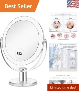 Espejo de maquillaje compacto de doble cara - Aumento de 15 unidades para looks impecables - Imagen 1 de 10