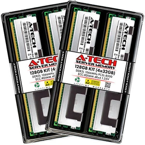 128GB (4x 32GB) PC3L-8500R DDR3 4Rx4 ECC Reg Memory for IBM x3690 X5 Type 7147 - Picture 1 of 2