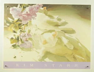 KIM STARR white cats with flowers, beautiful high quality art poster print 30x23 - Picture 1 of 9