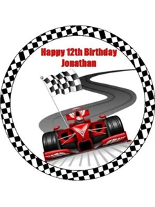 F1 Racing Car Edible Cake Topper Icing Birthday Cake Racing Decoration (2 Sizes) - Picture 1 of 2