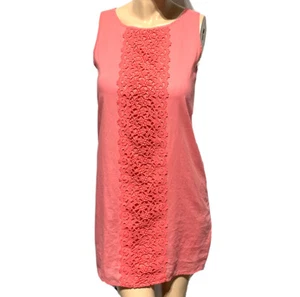 J.Crew Dress Women’s Size XS Coral Crochet Lace Front Tunic Shift Sleeveless - Picture 1 of 11