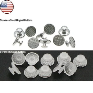 US 100Pcs Ortho Dental Ceramic/Metal Lingual Button Bondable Round Mesh Base - Picture 1 of 33