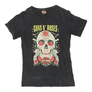 Camiseta Harley Davidson para mujer negra Guns N' Roses | Camiseta vintage de banda de motociclista de colección - Imagen 1 de 3
