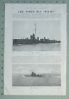 1914 WW1 PRINT NORTH SEA HMS DEFENDER DESTROYER ~ H.M SUBMARINE E4