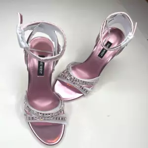 Sandalias Nine West para mujer con correa al tobillo rosa estrás tacón ultra alto 8,5 M nuevas - Imagen 1 de 8