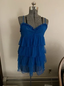 Pink by Victorias Secret Damen Stretch blau Spitze transparent Babydoll Nachthemd Large - Bild 1 von 7