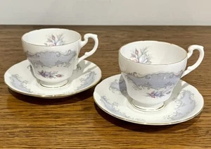 2 X Paragon Concerto Tea Cup And Saucer Blue And Pink - Picture 1 of 5