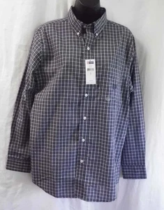 Chaps Shirt Size S NWT Navy Plaid Button Front & Collar Long Sleeve Cotton Blend - Picture 1 of 12