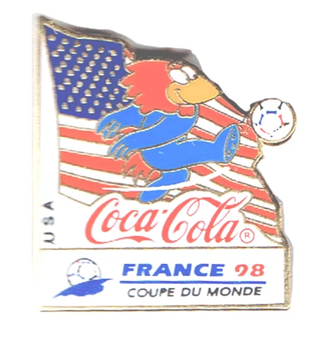 1998 FRANCE WORLD CUP SOCCER COCAL COLA MASCOT FLAG PIN Cover