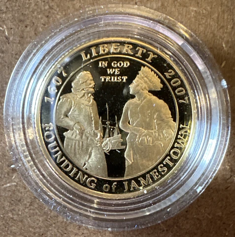 2007 $5 Proof gold coin-Jamestown 400th Anniversary-box & COA Cover
