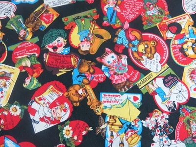 Valentine Love Notes-1 Timeless Treasures Cotton Fabric, Vintage Cards (34"x43") - Image 1 of 4