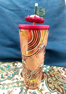 Starbucks Holiday 2024 Flor Pajita Dije 24 OZ Vaso Frío ¡NUEVO! - Imagen 1 de 7