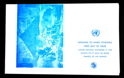 United Nations Scott 179 6¢ Chagall Window Souvenir Folder NY & PARIS FDC,s - Image 1 of 3