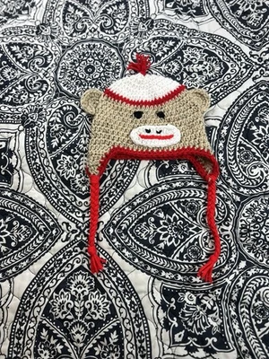 Sombrero de bebé vintage calcetín mono ganchillo hecho a mano Foto 1 de 2