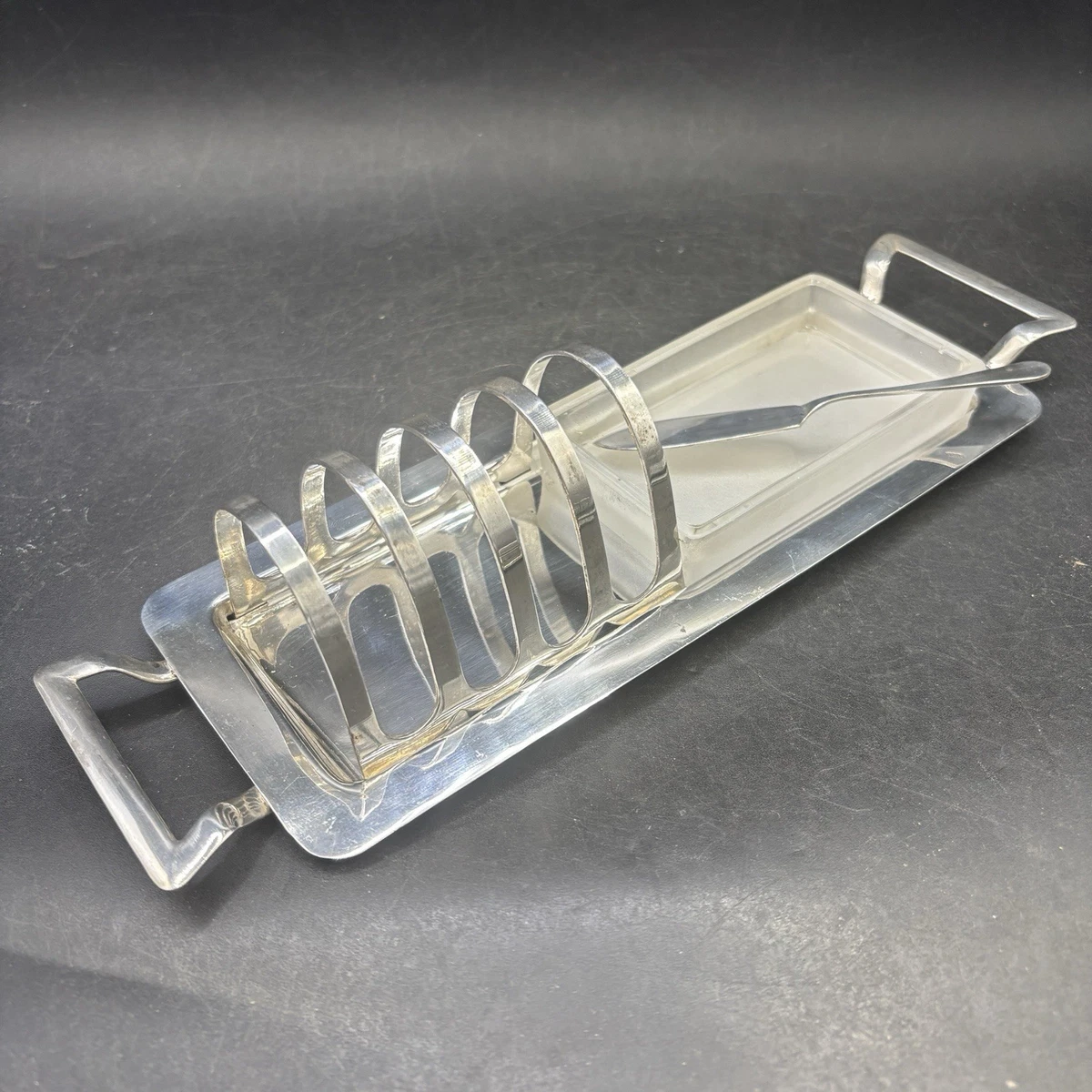 Chrome Toast Rack With Frosted Glass Base - For Breakfast Table - View #3
