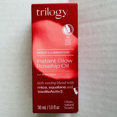 Óleo de rosa mosqueta Trilogy Instant Glow 1 fl oz (30 ml) esqualano natural limpo para cuidados com a pele - Imagem 1 de 4