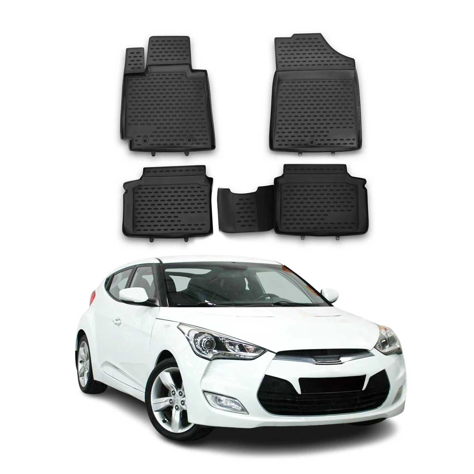 Tapetes forro OMAC para Hyundai Veloster 2012-2017 negro TPE para todo tipo de clima 4 piezas Foto 1 de 4