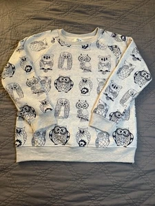 LA Soul Owl Print Sweatshirt Women’s Size Medium Heather Grey Fleece - Picture 1 of 11