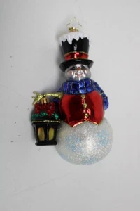 Christopher Radko SNOWMAN with LANTERN Glass Ornament - Picture 1 of 5