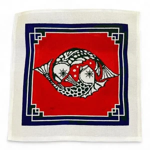 Lycette Needlepoint Canvas Two Fish On Red Cross Stitch Large 13 Mesh 15 x 15 - Picture 1 of 9