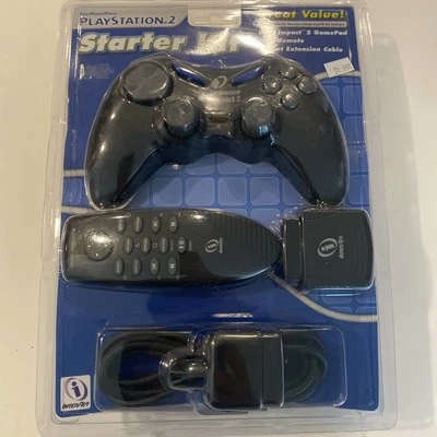 NEW  BLUE PLAYSTATION 2 PS2 CONTROLLER + DVD REMOTE CONTROL + EXTENSION  #N57 - Image 1 of 2