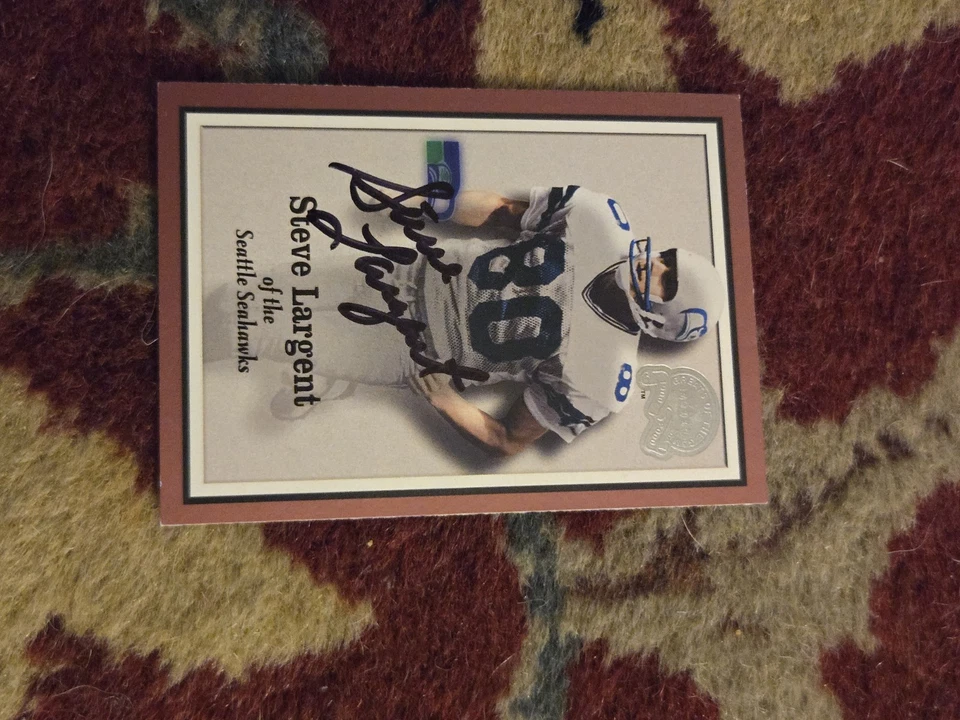 2000 Fleer Greats of The Game Steve Largent #24 Autograph Seattle Seahawks HOF - Image 1 of 2