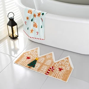 Luxurious Gingerbread Bath Mat Super Soft & Fluffy Microfibre Bath Shower Mat - Picture 1 of 8