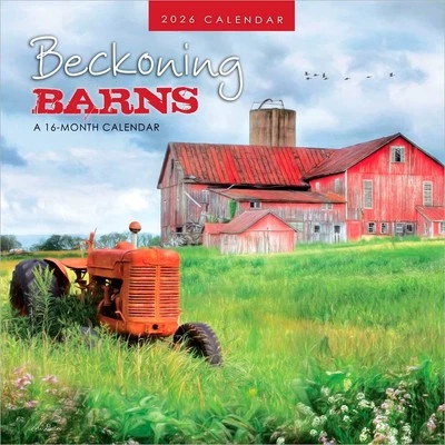 HOPPER STUDIOS Beckoning Barns | 2026 12x24" (Hanging) Square Wall Calendar | Plastic-Free