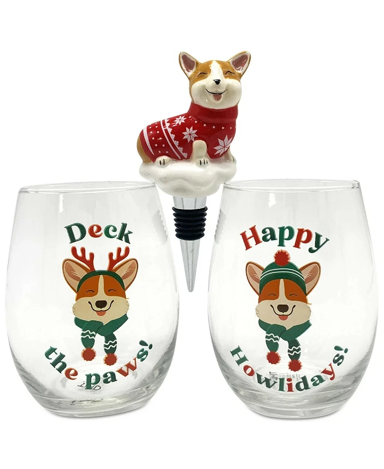 TMD HOLDINGS Holly Berry Acrylic Travel Mug and Wine Glass Set 2 Piece